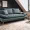 2 Sitzer Sofa Federkern Mit Schlaffunktion Und Bettkasten 208 Cm Breit Blau  Dale With Regard To Sofa 2 Sitzer Mit Schlaffunktion